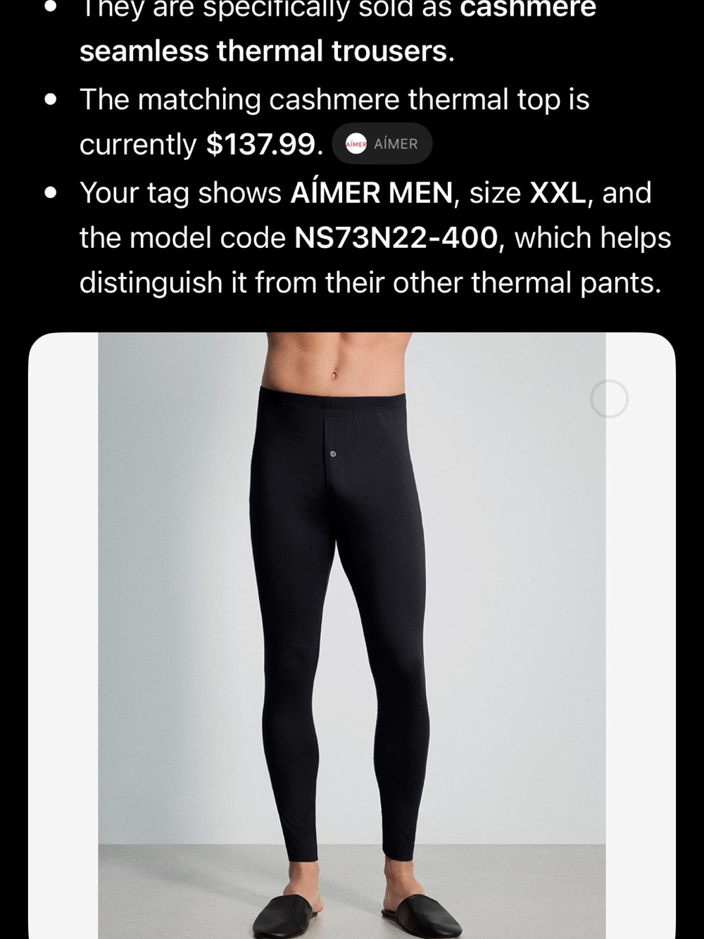 Cashmere Seamless Thermal Undershirt - Black